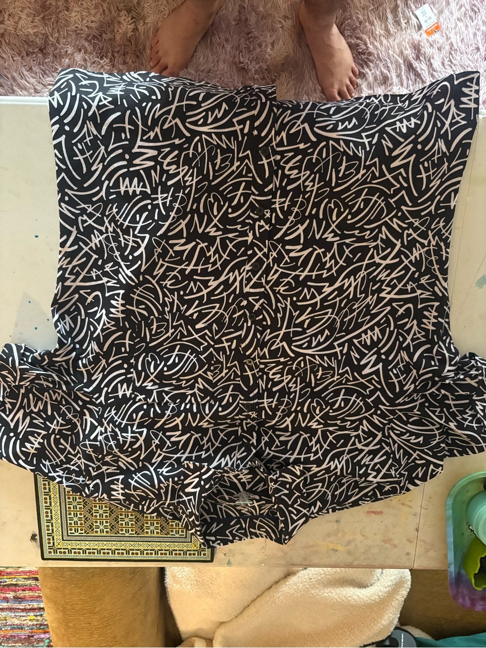 Apt. 9 Black and White Abstract Circle Skirt